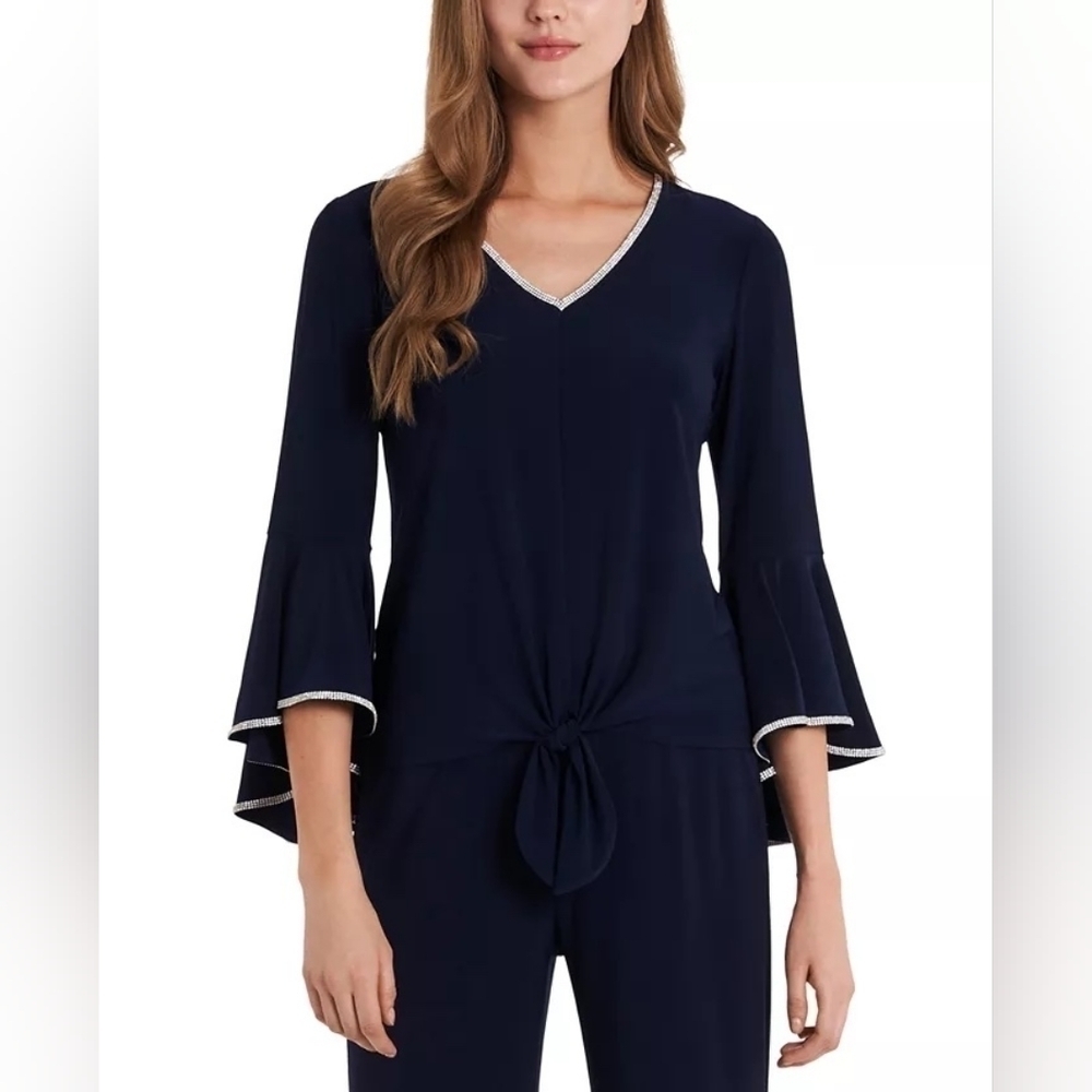 MSK Bell-Sleeve Tie-Hem Top NWT